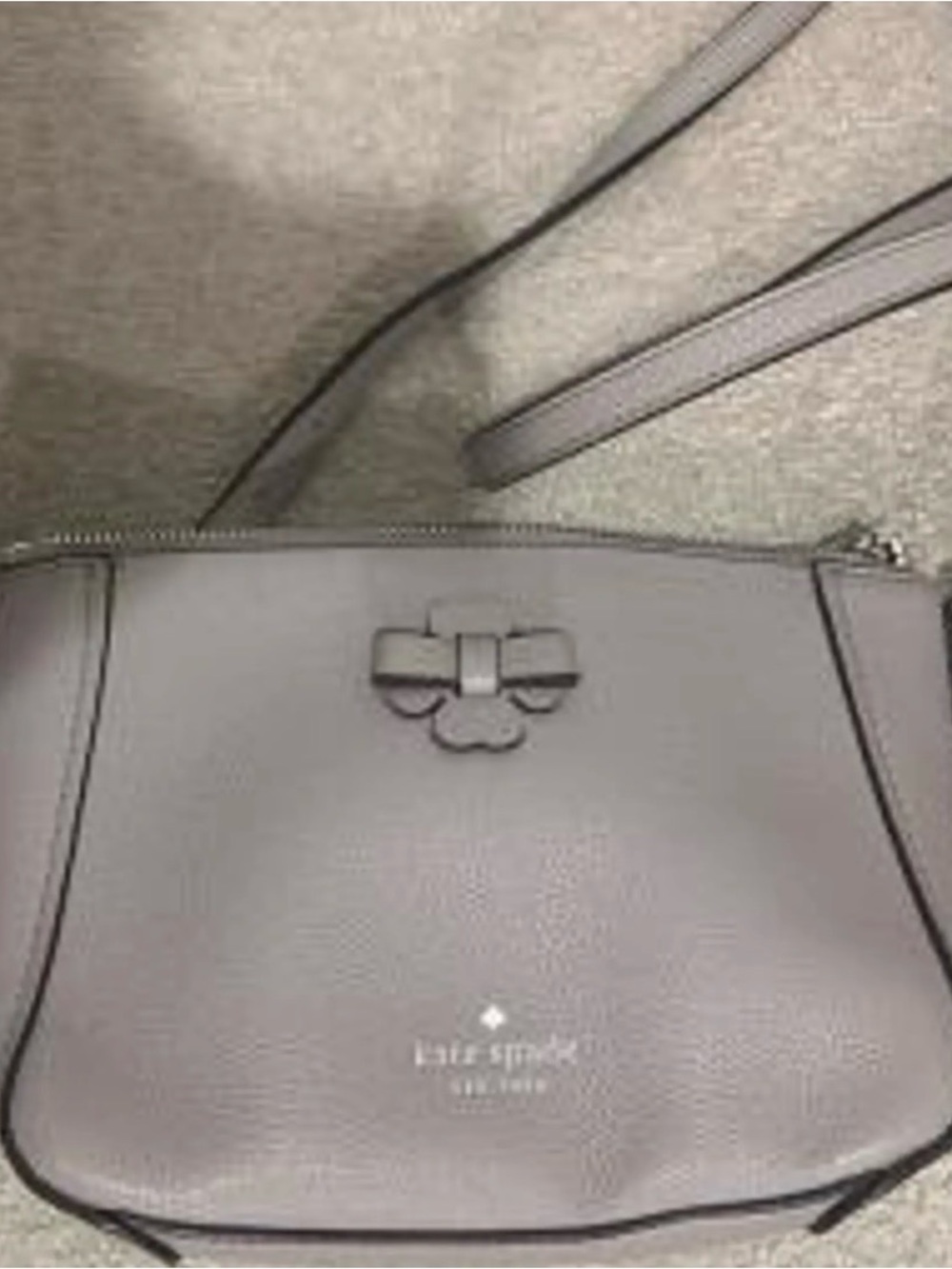 kate spade Talia Taupe Leather Pebbled Bow Crossbody Bag